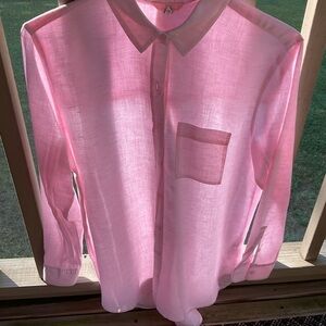 Joules Pink Casual Button Down Shirt Lightweight Cotton